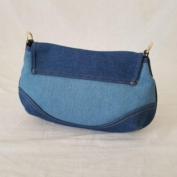 NWOT! Two-tone Blue Denim Shoulder Crossbody Purse with Two Detachable Straps - Picture 10 of 15